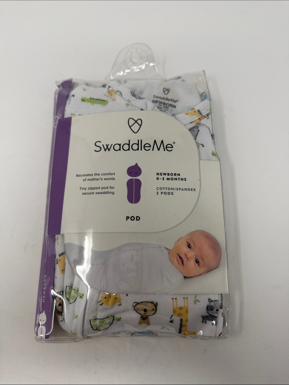 SwaddleMe White Pod Swaddle  Animal Accents and grey swaddle NWT newborn